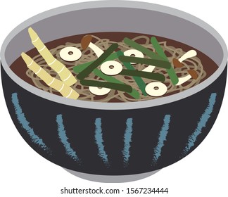 Japanese food soba noodles illustration