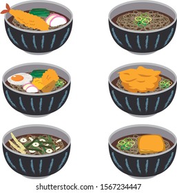 Japanese food soba noodles illustration