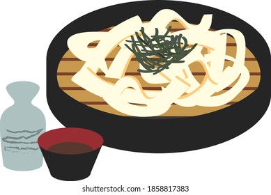 Japanese food somen simple illustration
