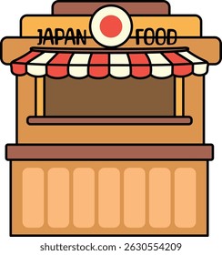 Japanese food stall with red sign illustration