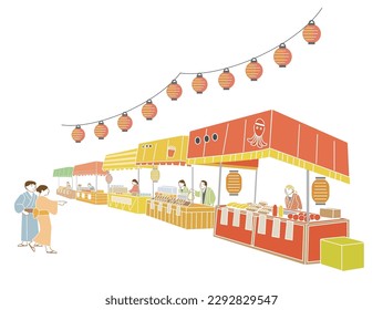 Tienda de comida japonesa en el festival de verano. 