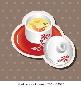 japanese food steamed egg elements vector,eps