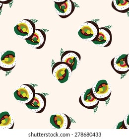 Japanese food sushi, cartoon seamless pattern background