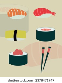 Japanese Food Sushi Clip Art Menu Illustration