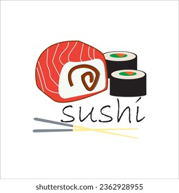 JAPANESE FOOD SUSHI ICON VECTOR ILLUSTRATION SYMBOL DESIGN