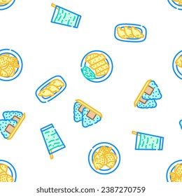 japanese food sushi japan vector seamless pattern thin line illustration