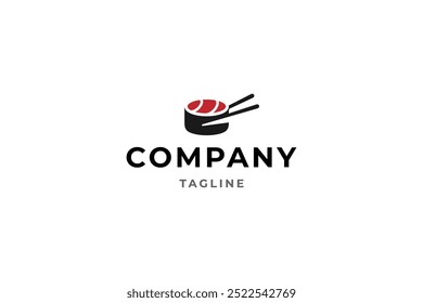 japanese food sushi logo in flat vector design