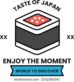 Ilustración de logotipo de sushi de comida japonesa