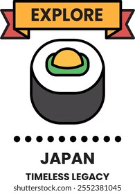 Ilustración de logotipo de sushi de comida japonesa