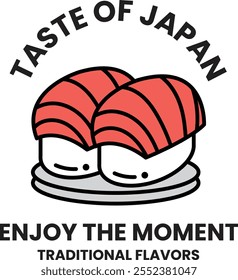 Ilustración de logotipo de sushi de comida japonesa