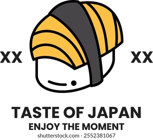 Ilustración de logotipo de sushi de comida japonesa