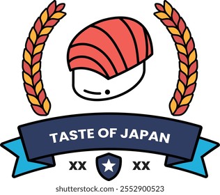 Ilustración de logotipo de sushi de comida japonesa