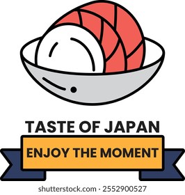 Ilustración de logotipo de sushi de comida japonesa