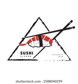 Japanese food sushi restaurant logo design vector illustration.