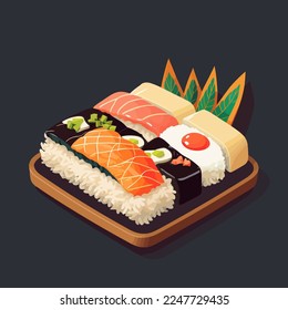 Sushi de comida japonesa. deliciosos platos tradicionales asiáticos