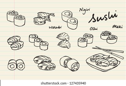 Japanese food - sushi vector illustration