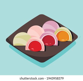 Japanese food sweets mochi cakes with different fillings