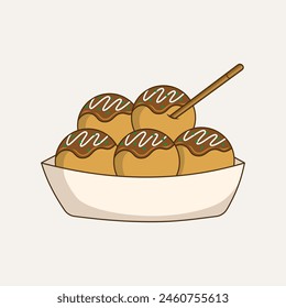 Comida japonesa takoyaki Ilustración vectorial