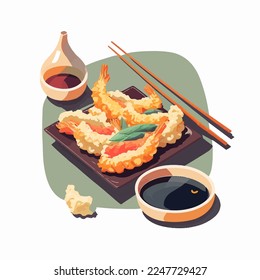 Japanese Food Tempura shrimp. tasty authentic traditional asian dishes