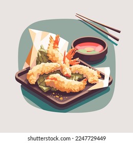 Japanese Food Tempura shrimp. tasty authentic traditional asian dishes