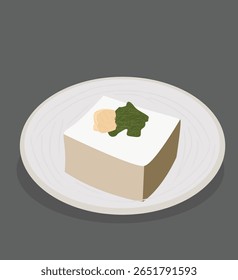 Japanese food Tofu. cold tofu. Eat with soy sauce, green onions, 