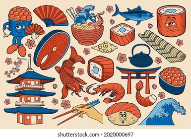 Japanese food vector clipart in cartoon style