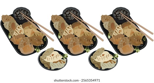 Japanese food vector design gyoza which is similar to Chinese dumpling food