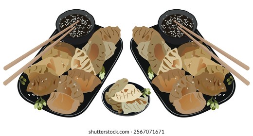 Japanese food vector design gyoza which is similar to Chinese dumpling food