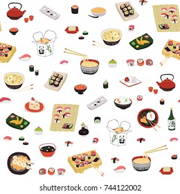 japanese food vector doodle seamless pattern