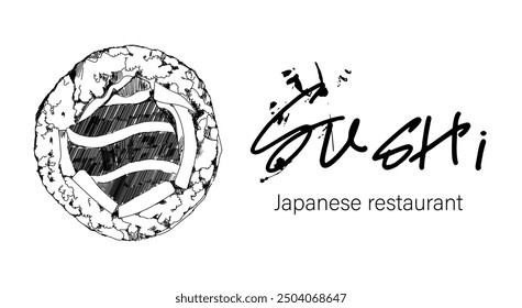 Comida japonesa. Ilustración vectorial de Anuncio de sushi Sushi para restaurante.