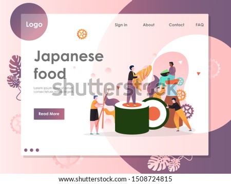 Japanese food vector website template, web page and landing page design for website and mobile site development. 