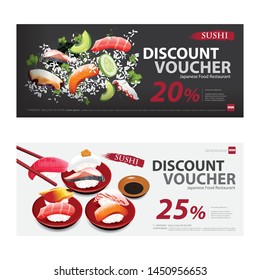 Japanese Food Voucher Discount Template Vector illustration