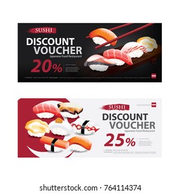 Japanese Food Voucher Discount Template Vector illustration