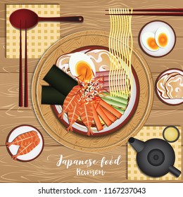 Japanese Food with wood background