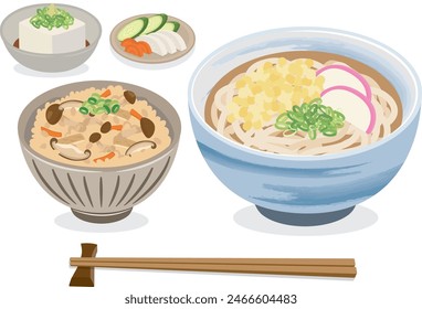 Japanese food_noodles
Udon set meal (cooked rice)