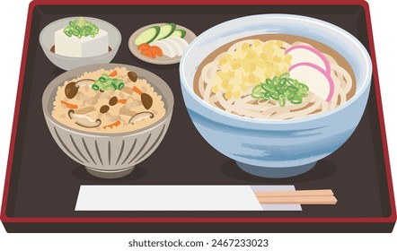 Japanese food_noodles
Udon set meal (cooked rice)