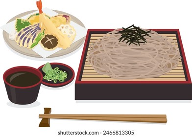 Japanese food_noodles
Zaru soba set meal (tempura set)

Cold buckwheat and assorted tempura