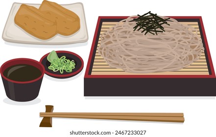 Japanisches Essen_Nudeln
Zaru Soba Set Essen (Inari Sushi Set)

Set aus kaltem Buchweizen und Inari-Sushi