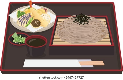 Japanisches Essen_Nudeln
Zaru-Soba-Set (Tempura-Set)

Kalter Buchweizen und Tempura-Sorten