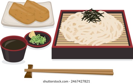 Japanese food_noodles
Zaru udon set meal (inari sushi set)

Cold udon and inari sushi set
