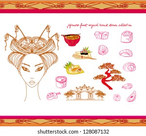  japanese food-original hand drawn set