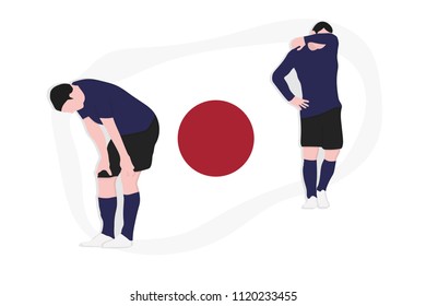 Japanese football team player defeat 2018 championship vector illustration soccer Japan