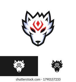 diseño del logotipo de cabeza kitsune de zorro japonés