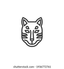 Japanese fox mask line icon. linear style sign for mobile concept and web design. Kitsune mask outline vector icon. Symbol, logo illustration. Vector graphics