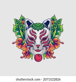 japanese fox mask  logo vector