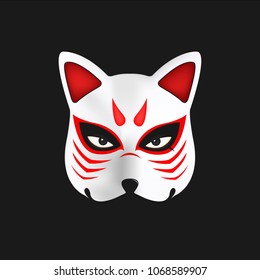 Japanese fox mask vector