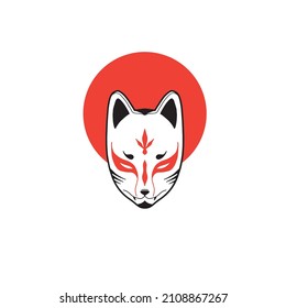 japanese fox mask vector, japanese mask