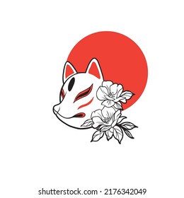 japanese fox mask vector, japanese mask