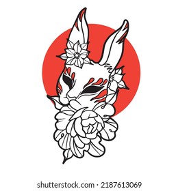 japanese fox mask vector, japanese mask