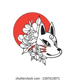 japanese fox mask vector, japanese mask